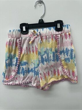 Girls' Pastel Tie-Dye Shorts with Pom Trim